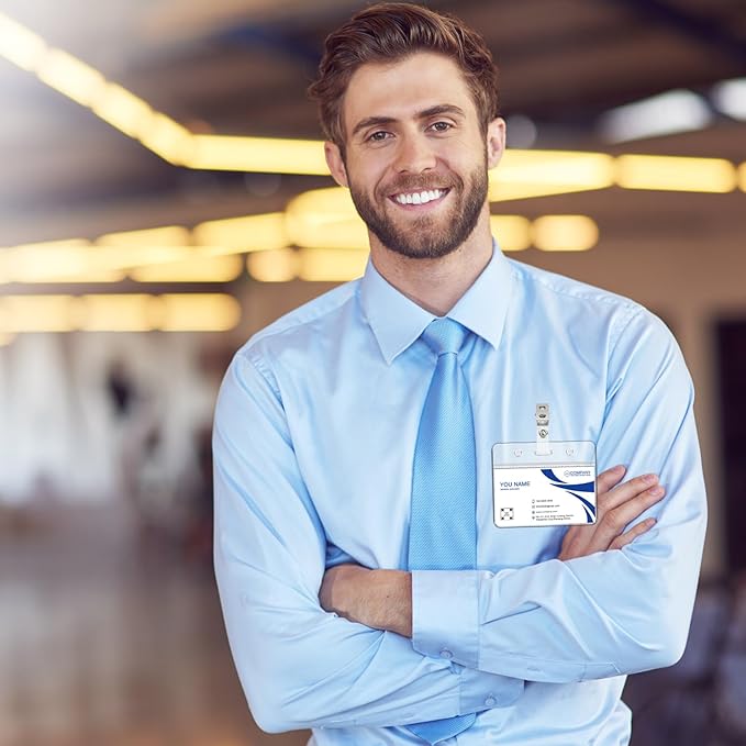 120 Pcs Metal ID Badge Clips with Clear PVC Straps,Heavy Duty Name Badge Holders with Clip,Badge Clip for Student Employee ID Badges (120)