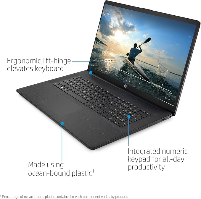 HP 17 Laptop (17.3" FHD Anti-Glare, Intel 10-Core i7 150U (> Ultra 5 125U), 8GB RAM, 512GB SSD) for Business, Home, Students, Narrow Bezel, Numeric Keypad, Webcam, Wi-Fi 6, Fast Charge, Win 11 Home