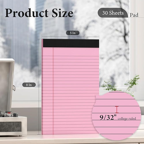 5 Pcs Note Pads 5 x 8 Inch Small Legal Pads 5 x 8 Colored Notepad 5 x 8 Micro Perforated Writing Pads Lined Paper College Ruled 30 Sheets Notebook for Study, To-Do Lists, School & Office Supplies