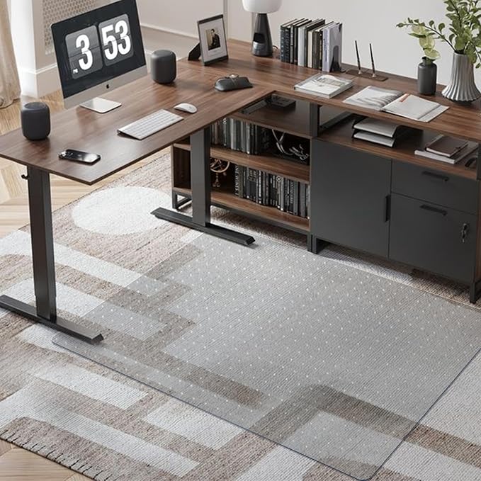 Azadx Chair Mat for Carpet 60"x 48" Large Office Chair Mat for Carpeted Floors, Carpet Protector Floor Mats on Low Pile Carpets Easy Glide Rolling Plastic Desk Computer Chairs Mats for Home