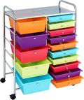ARLIME 15-Drawer Storage Cart, 15 Drawer Trolley, Rolling Organizer Cart, Scrapbook Paper Organizer, Suitable for Office and School, Rolling Office Storage Tools (Multicolor)