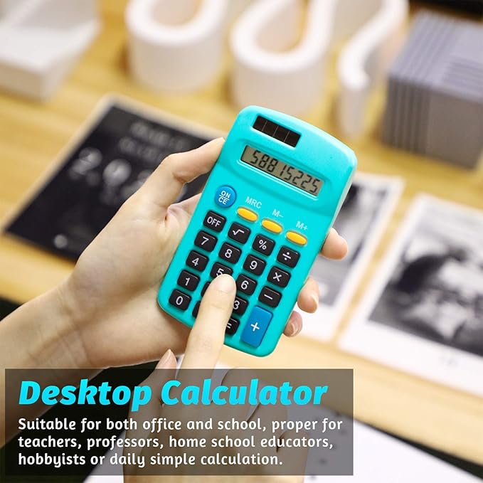 Weewooday 24 Pieces Pocket Size Calculator 8 Digit Basic Solar Battery Dual Power Mini Calculator for Desktop Home Office School Students Kids, 6 Colors