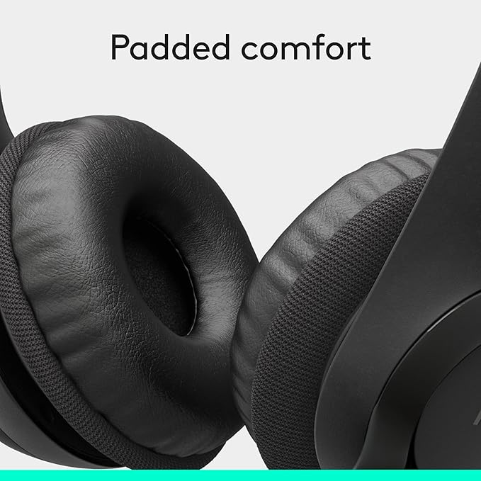 Logitech H390 Wired Headphones with Mic, USB-A Headset with Microphone for PC, Noise Cancelling Microphone for Video Meetings, Music, Gaming - Black
