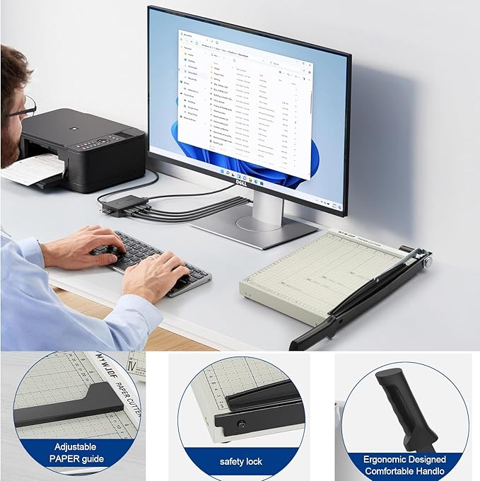 Paper cutterGuillotine Paper Cutter：Guillotine Paper Cutter Accurate Cutting with Safety Guard,8 Sheets Capacity,Magnetic Guide,Heavy Duty Metal Base, Perfect for Cardstock,Cardboard,Vinyl,Crafts