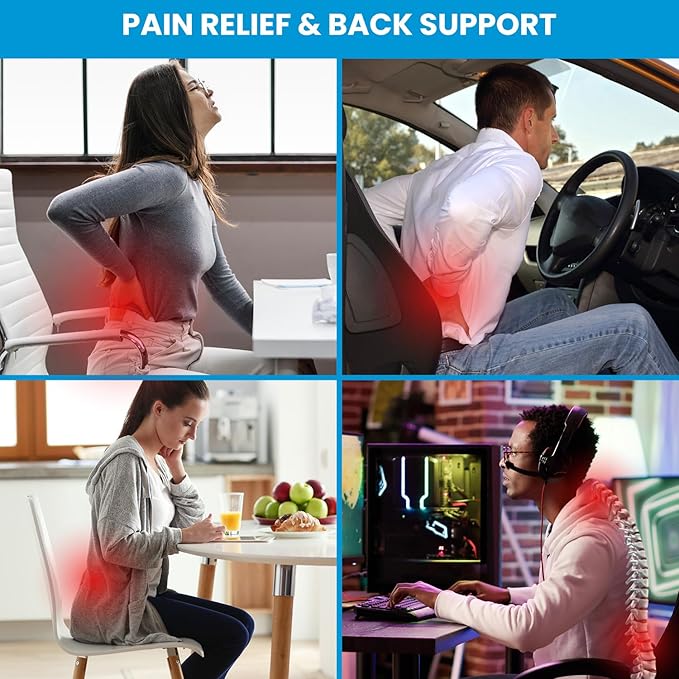 Lumbar Support Pillow for Office Chair, Office Home Essentials,Stocking Stuffers,Back Support Pillow for Car, Chair Cushions,Back Pain Relief Improve Posture,Mesh Cover Double Adjustable Straps