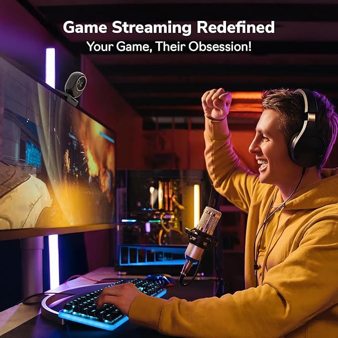 EMEET Piko+ (Piko Plus), World’s 1st Dual-Camera AI-Powered 4K Webcam, 1/2.55'' Sony Sensor, 3 Mics&3 Sound Modes, Panda Magnetic Privacy Cover, USB C-C&C-A, Ideal for Livestreamers