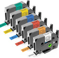 Anycolor Replace for Brother Label Maker Tape TZe TZ Tape 12mm 0.47 Laminated Color P Touch Label Tape for Brother PT-D210 PT-H110 PT-D220 PT-D610BT PT-D600, White/Orange/Red/Blue/Yellow/Green, 6-Pack