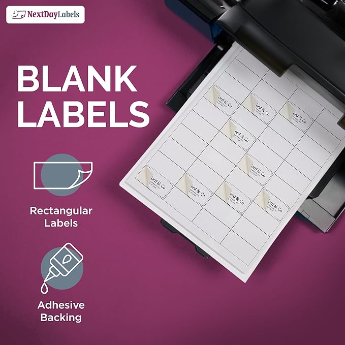 NextDayLabels 2x1 Inch Rectangle Stickers White Blank Labels for Laser Inkjet Printer - 40 Per Sheet Self-Adhesive Address Mailing Name Tags Made in USA - 40,000 Labels