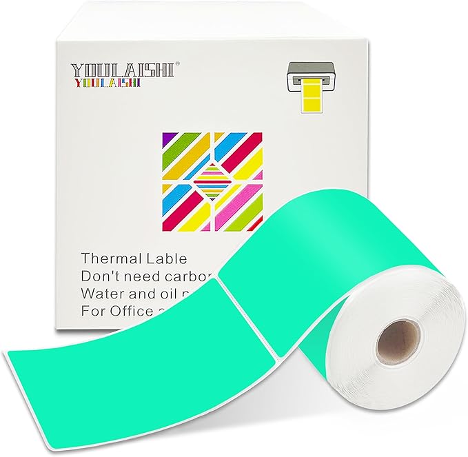 YOULAISHI 3 x 5 inch Home Moving Box Labels for Storage Bins 300pcs Colored Blank Label Sticker for Shipping Thermal Printer Color Coding Rectangle Moving Labels for Packing Boxes,Watercolor Green