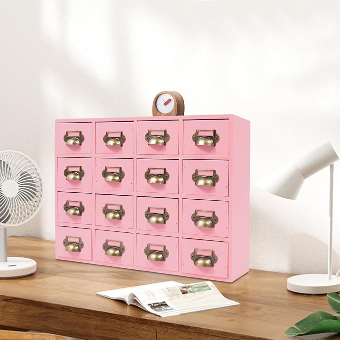 Vintage 16-Drawer Storage Cabinet – Multipurpose Desktop Organizer for Office, Craft & Home