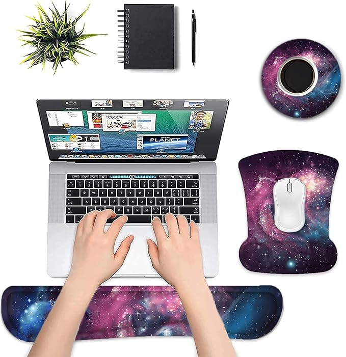Lateefah Mouse Pad with Wrist Rest, 3-in-1 Gaming Mouse Pad, Keyboard Wrist Rest, Ergonomic Memory Foam Mousepad with Wrist Support for Computer Keyboard