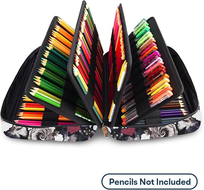 YOUSHARES Pencil Holder 300 Slots - 300 Slots large Pen Case Organizer with Multilayer Holder for Prismacolor Colored Pencils & Gel Pen (Grey Rose)
