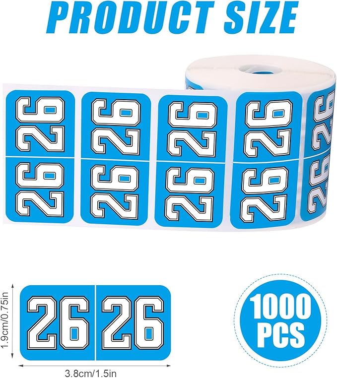 1000pcs 2026 Year Stickers, 3/4x1-1/2 Inch 26 Year Colored Self-Adhesive Stickers File Folder Labels Decals for Tab File Folders Office Supplies(Blue)