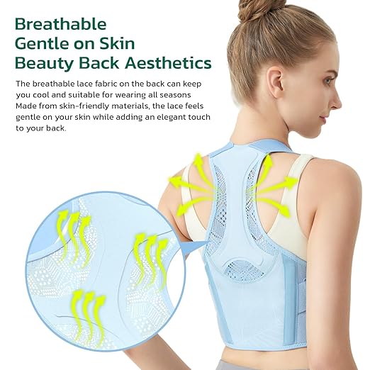 Posture Corrector for Women - Lightweight and Breathable Back Brace for Pain Relief, Rounded Shoulders and Hunchback, Compact & Portable with Fashionable Design, Invisible Under Clothes Black L