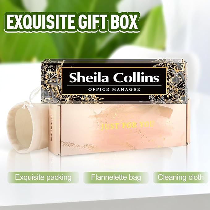 Custom Name Plate for Desk, Employee Appreciation Gifts, Acrylic Desk Name Plate Personalized, Office Decor, Funny Office Gifts for Coworkers Boss Teacher (Gold Flower)