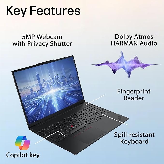 Lenovo ThinkPad E16 Gen 3 Business Laptop Computer, Intel 16-Core Ultra 7 255H (Beat i9-13900H), 16GB DDR5 RAM, 1TB PCIe SSD, 16" FHD+, WiFi 6E, Bluetooth 5.3, Webcam, Numeric Keypad, Windows 11 Pro