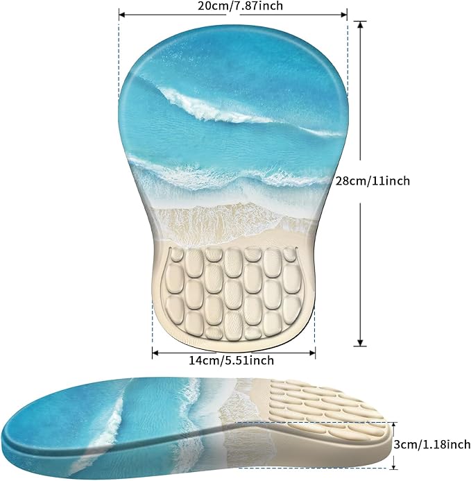 YIWEI Ergonomic Mouse Pad with Wrist Rest - Comfortable Office Mousepad with Memory Foam Wrist Support for Carpal Tunnel Relief, Mouse Pads with Non-Slip Base for Gaming and Home (Beach-1)