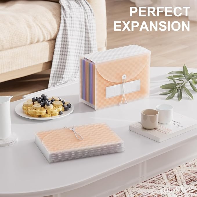 ThinkTex 26 Pockets Expanding File Folders, Accordion File Organizer with Expandable Cover, Monthly Bill Receipt Documents Organizer, A-Z Colorful Tabs, Letter/A4 Size -Orange