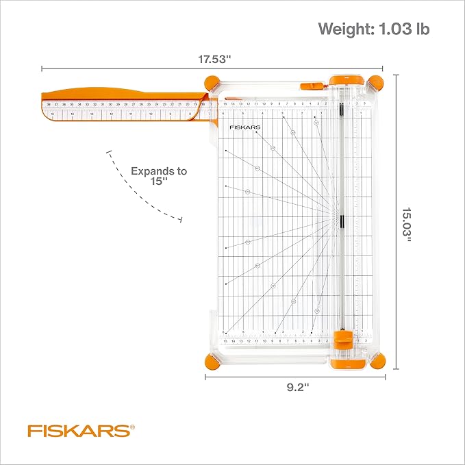 Fiskars Precision Paper Trimmer, Easy and Accurate Crafting Tool, Cuts Straight for Crafts, Cards, and More