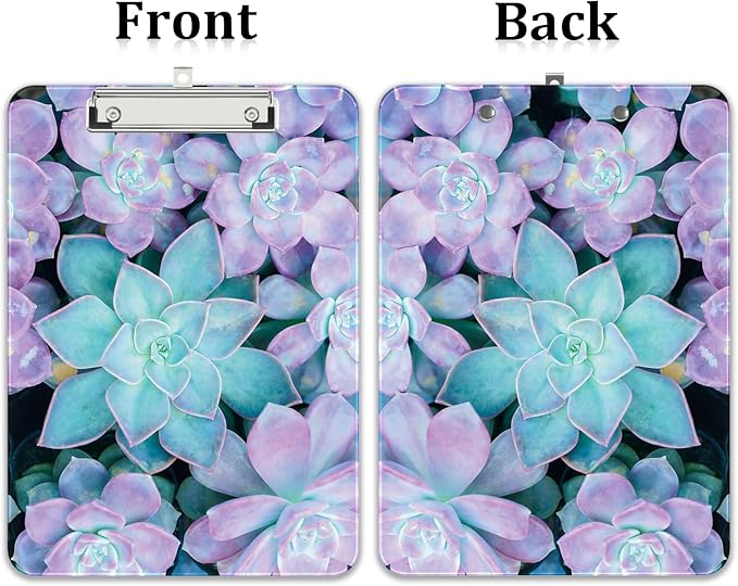 Rimilak Plastic Clipboards with Metal Clip, A4 Letter Size 9 x 12.5 in, Office Decorative for Students Women Men and Kids, Cute Custom Pattern, Plants
