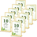10 Pack Gold Acrylic Sign Holders 5x7 Double Sided Picture Frames, Wedding Table Number Frames, Table Display Stand for Restaurant Signs, Party and Office Photos
