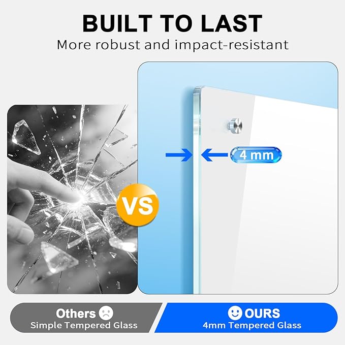 AFMAT Magnetic Glass Whiteboard 96" x 48", 4mm Tempered Glass Dry Erase Board, Large White Board for Wall, w/Magnetic Eraser & Magnets, Frameless Wall Mounted Glass White Board for Office Home School
