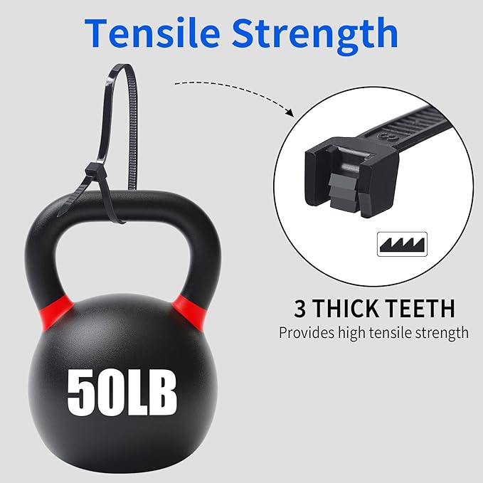 1000PCS Zip Ties 12 Inch Heavy Duty 50lbs UV Resistant Zip Black Cable Straps Self-locking Wire Ties for Electrical Management Indoor & Outdoor Use