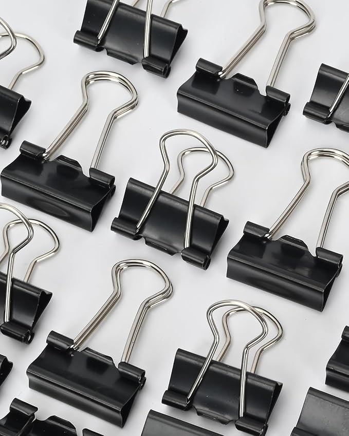 Konilaomu Small Clips Binder Clips 0.75 inch, Small Paper Clips for Office (48 Pcs)(Black)