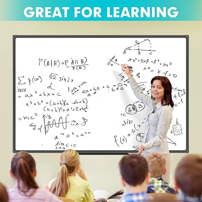 JILoffice Large Magnetic White Board, Dry Erase Board 60 x 40 Inch, Black Aluminum Frame Wall Mounted Board for Office Home and School