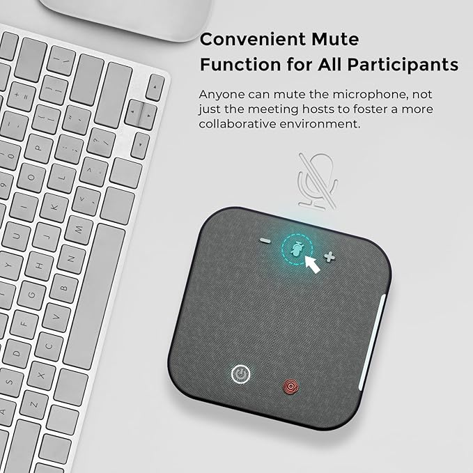 COOLPO Conference Speaker and Microphone, Protable USB C & Bluetooth Speakerphone for Computer, Laptop Speakers with mic, 360° Voice Pickup, AI Noise Reduction, 24H Call Time, Online Meetings