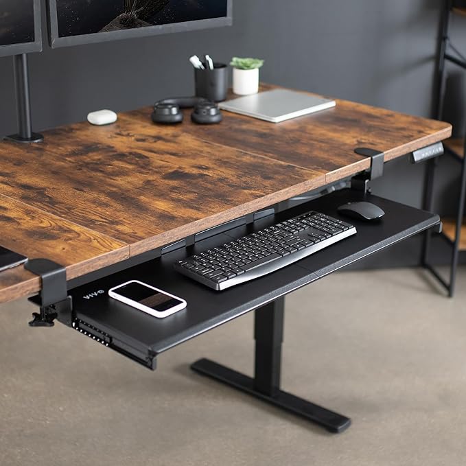 VIVO Extra Long Clamp-on Computer Keyboard and Mouse Under Desk Slider Tray, 34 x 11 inch Pull Out Platform Drawer, Black, MOUNT-KB15EB