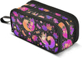 Purple Psychedelic Fox Cat Pencil Case Box Boys Girls Large Pencil Pouch with Zipper Compartments Big Capacity Stationery Pen Bag Organizer for Kids Teens Adults School