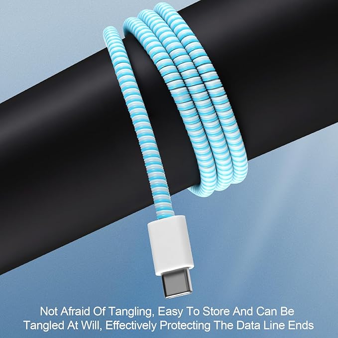 Frienda 15 Pcs Spiral Cable Protector Colorful PVC Spiral Phone Charger Headphone Cable Saver for USB Data Wire, Prevent Pets (Bright Color,55.1 Inch)