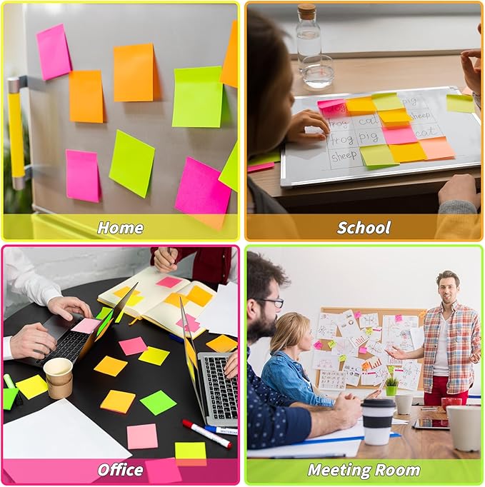 35 Pack Sticky Notes Bulk 3 x 3 In Self Stick Notes Pads Colorful Posted Note in 5 Bright Color Adhesive Paper Memo 75 Sheets/Pad Easy to Post note pad for Office Home School Notebook Wall Door Window