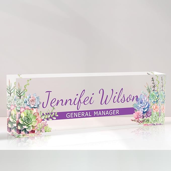Name Plate for Desk-Personalized Name Plates for Desk-Name Plate Personalized for Office-Gifts for Teacher Boss Employee Appreciation Office Desk Decor (purple A), MYDZBJMT1009