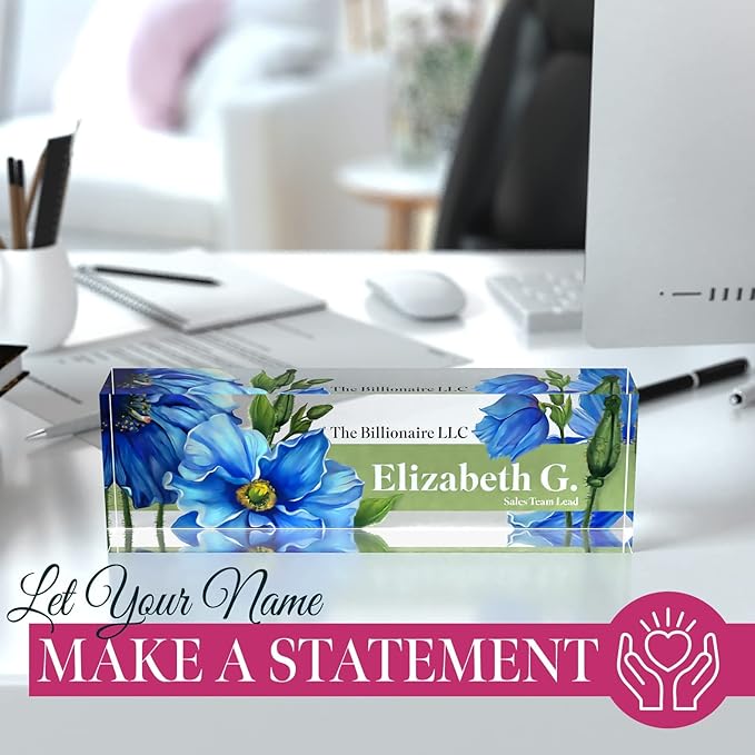 Personalized Name Plate, Custom Name Plates, 2 x 8 Inches, Thick Crystal-Clear Acrylic, Gift Box, Office Desk Decor