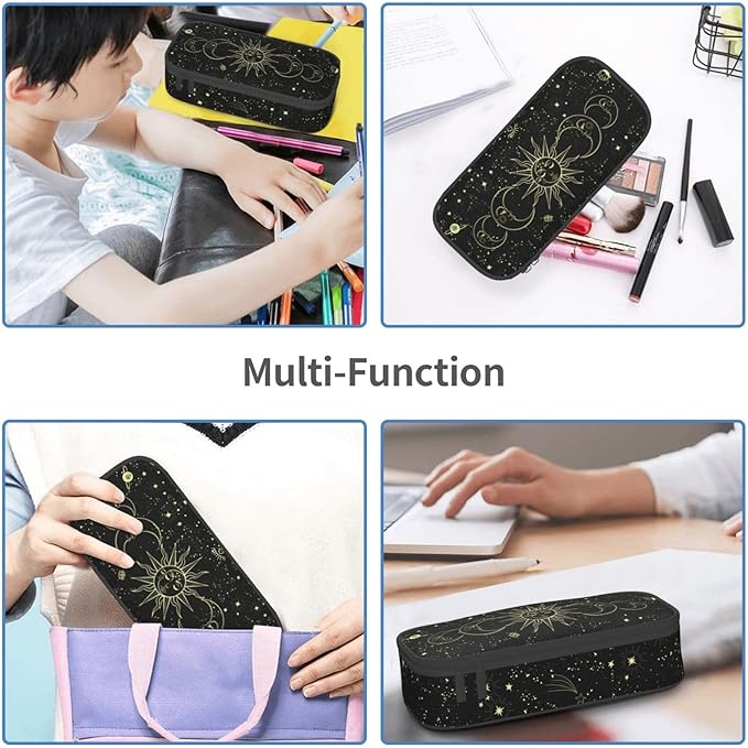 Moon Sun Pencil Case Pencil Pouch Large Capacity Pen Bag School Office Organizer Stationery Storage Box For Girls Boys Teen Kids