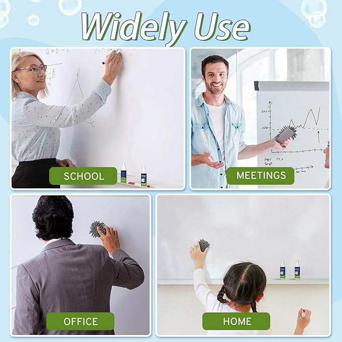 6 Pack Whiteboard Cleaner 3.4 Fl oz White Board Cleaning Spray Dry Erase Board Cleaner with Microfiber Shag Whiteboard Eraser Removes Stubborn Marks from Chalkboard(Grey)