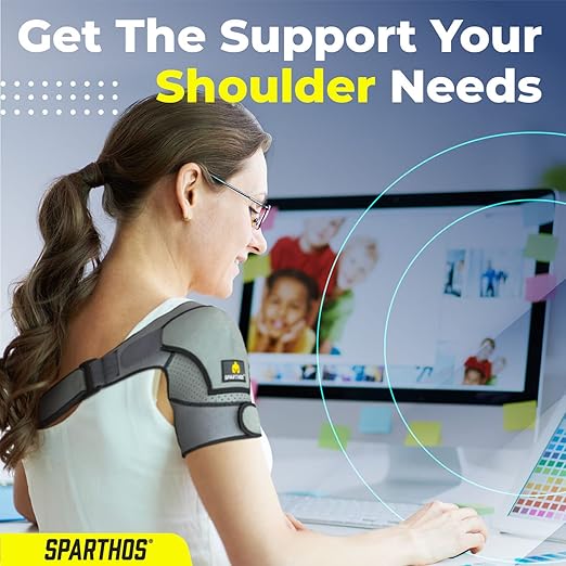 Sparthos Shoulder Brace - Support Sleeve for Torn Rotator Cuff, AC Joint Pain Relief - Arm Stability Strap Wrap - Fits Bicep 14-30 in, Left or Right, Men & Women - Measure Before Purchase - Beige-XXL