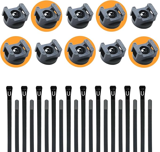 Magnetic Cable Zip Mounts Magnetic Cable Holder 22mm Multipurpose Magnet Wire Management Bases with 7.84" Reusable Zip Ties for Cord Organizer (10Magnets, 20 Cable Ties)