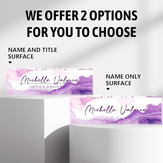 Name Plate for Desk-Personalized Name Plates for Desk-Name Plate Personalized for Office-Gifts for Teacher Boss Employee Appreciation Office Desk Decor (purple ink), MYDZBJMT1009
