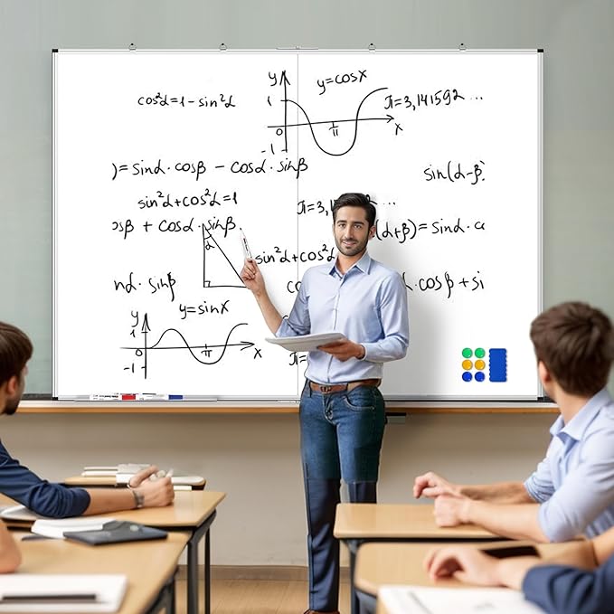 Large Whiteboard, Double Magnetic White Board for Wall, Dry Erase Whiteboard for Office Home & School (Silver, 60x48 inch)