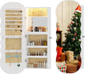 HNEBC LED Mirror Jewelry Cabinet,Wall or Door Mounted Jewelry Armoire Organizer with Lights,Lockable Wide Wavy Mirror with Storage,42.5" L Full Length Mirror with Jewelry Storage,Interior Mirror