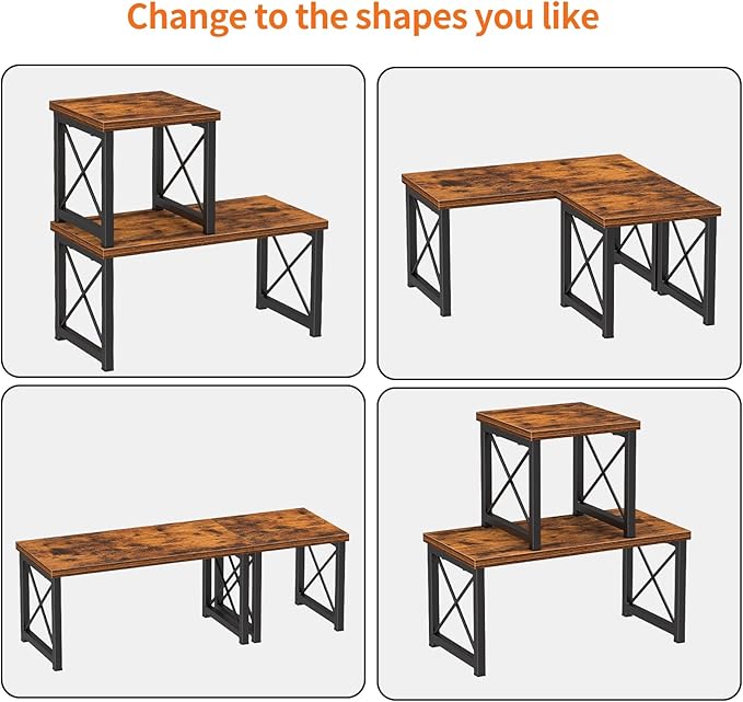 Honiter 2 Sets Desk Shelf, Desktop Organizer Shelf, 2 Tier Independent Stackable Desktop Shelves, Desktop Office Storage Rack Display Shelf