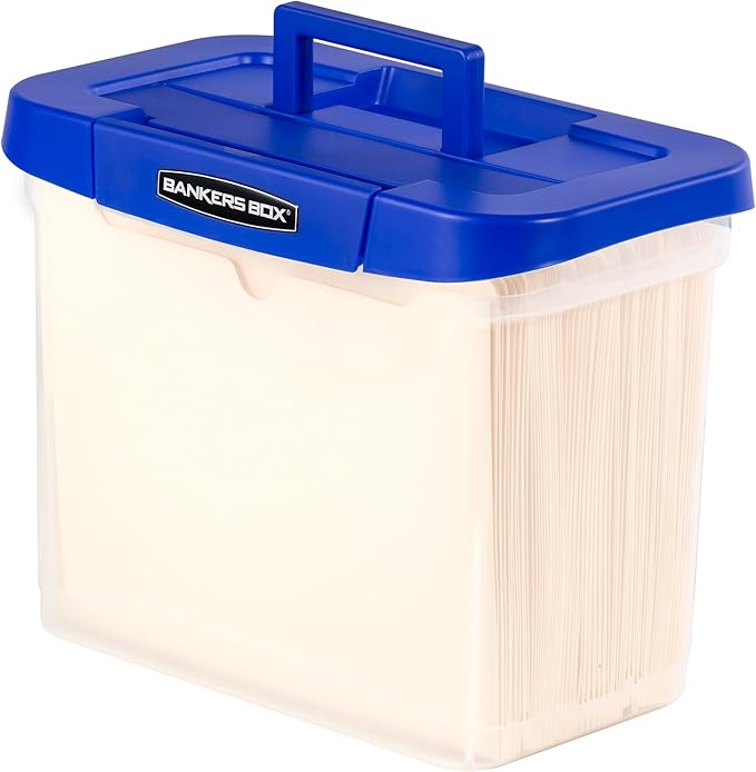 Bankers Box Heavy Duty Portable Plastic File Box with Hanging Rails, Letter, 1 Pack (0086304)