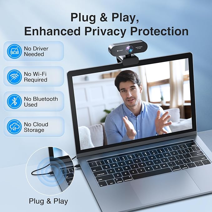 1080P Webcam with Microphone, eMeet Nova AutoFocus HD Webcam, 96°View Web Camera w/ 2 De-Noise Mics for Laptop/Desktop, Plug & Play USB Streaming Computer Camera for Conference/Calling/Teaching/Gaming