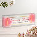 Personalized Name Plate for Desk, Custom Acrylic Desk Name Sign, Office Appreciation Gifts for Women Men Coworkers Boss Teacher Employee (Pink Cloud)