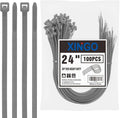 XINGO Zip Ties (100 Pack), Black, 60lb Tensile Strength, UV Resistant Cable Ties for indoor and outdoor use (Silver Grey, 24 inch)
