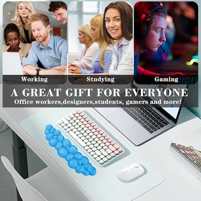 Gel Cloud Keyboard Wrist Rest, Cute Wrist Support and Arm Support Keyboard Rest for Keyboard Typing Pain Relief，Suitable for Office/Computer/Laptop/Gaming（Keyboard Wrist Rest Blue）