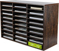 PAG Mail Sorter Organizer, Wood Literature Organizer, Student Mailbox for Classroom, Desktop Bill Paper Organizer for Office Home School, 27 Compartments, Brown